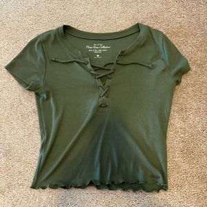 Hollister Green Waffle Cut Tee - Must Have Collection